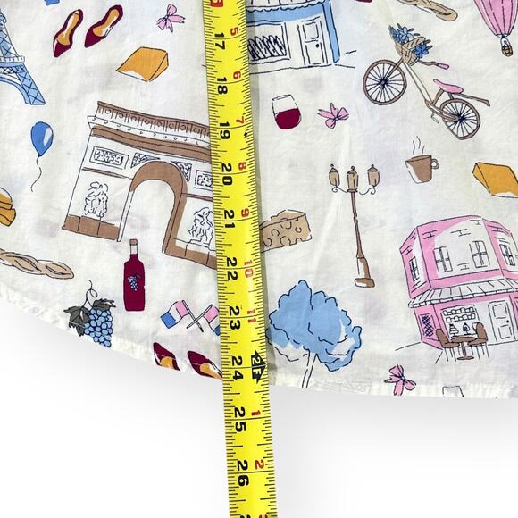 Talbots Paris Icons Ruffle Popover MP Cotton Blouse Top French Print Peasant - Picture 9 of 9